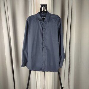 Calvin Klein Men's Non-Iron Grayish to Blue Striped Cotton Blend Dress Shirt XL